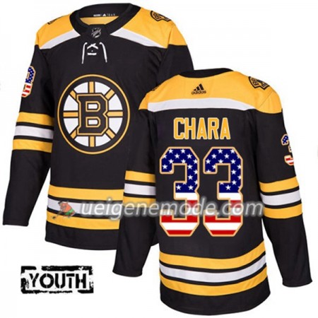 Kinder Eishockey Boston Bruins Trikot Zdeno Chara 33 Adidas 2017-2018 Schwarz USA Flag Fashion Authentic